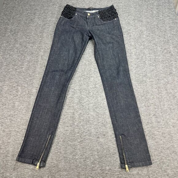 EXTE' Denim - Exte Jean Pants Women's Size 26 Black Lace & Beads Made in Italy